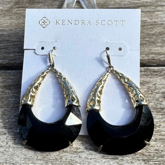 Rare HTF Vintage Kendra Scott Reyna Black Statement Earrings – Retired